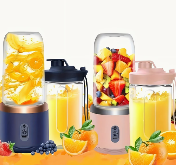 Portable USB Rechargeable Blender Cup – 6-Blade Juicer with Dual Cups