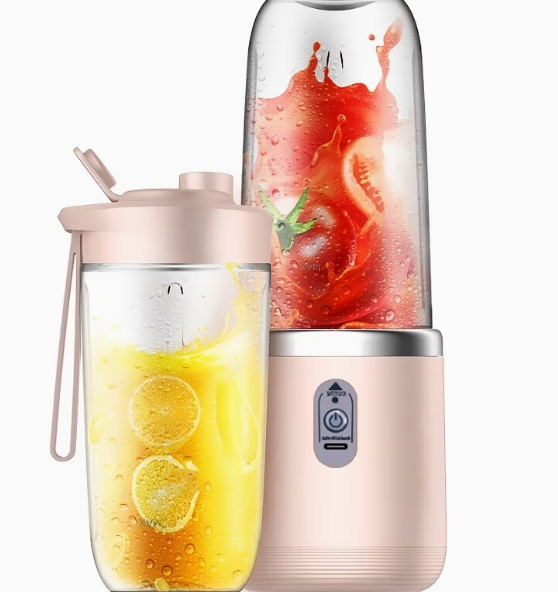 Portable USB Rechargeable Blender Cup – 6-Blade Juicer with Dual Cups