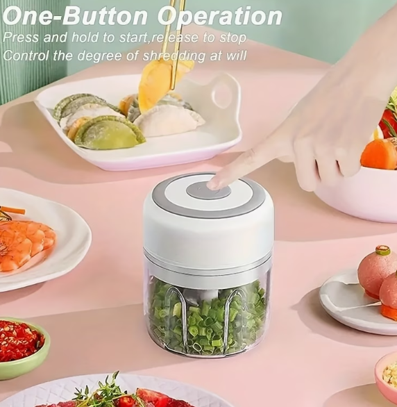 USB Rechargeable Mini Electric Garlic Chopper – 250ml Cordless Food Processor