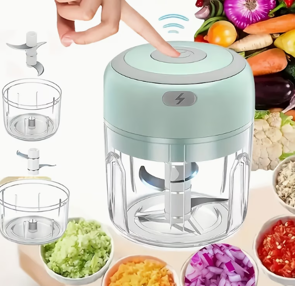 USB Rechargeable Mini Electric Garlic Chopper – 250ml Cordless Food Processor