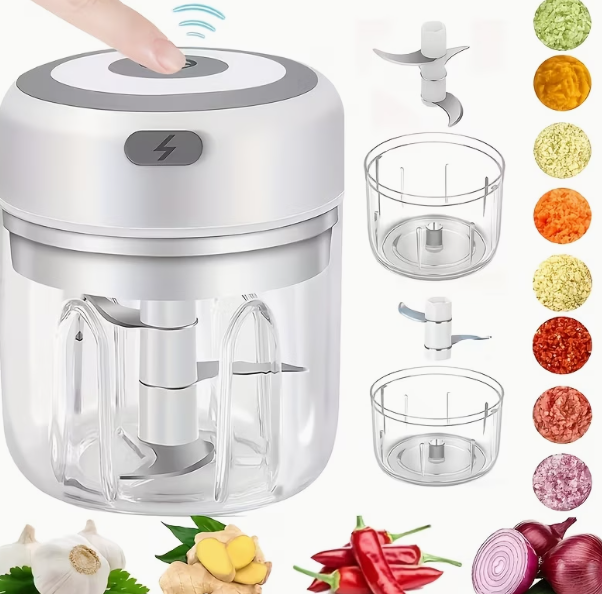 USB Rechargeable Mini Electric Garlic Chopper – 250ml Cordless Food Processor