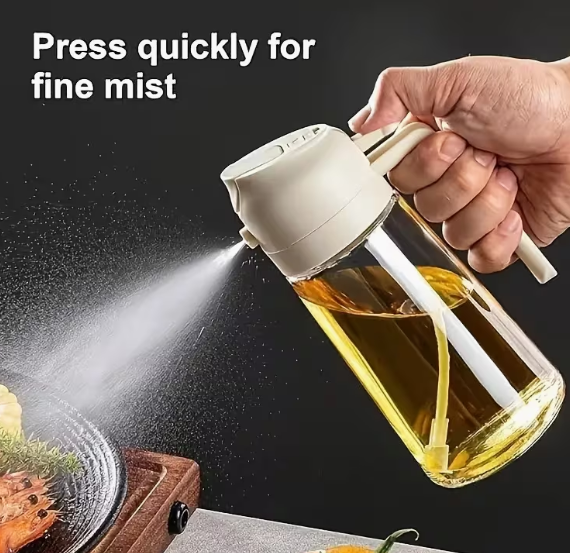 2-in-1 Oil Dispenser & Spray Bottle – Dual Pour and Spray Cooking Oil Bottle